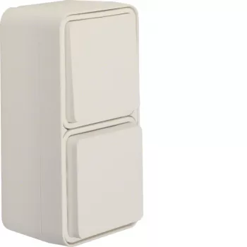 Hager WNC080B Comutador/tomada SCHUKO com tampa basculante à superfície vertical branco polar