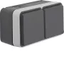 Hager WNC142 Tomada SCHUKO de superfície dupla horizontal com tampa articulada, cinzento