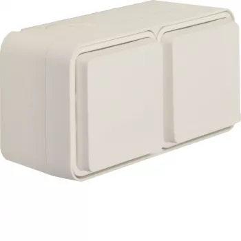 Hager WNC142B Tomada SCHUKO 2 módulos à superfície horizontal com tampa basculante branco polar