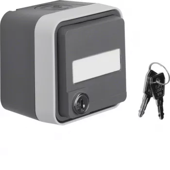 Hager WNC167 Tomada SCHUKO à superfície com tampa basculante, campo de identificação, fecho diferente, branco polar