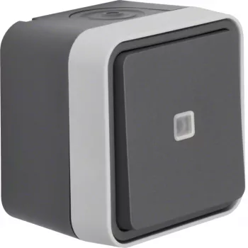 Hager WNC021 botão de pressão luminoso, comutador, saliente, cinzento, IP44