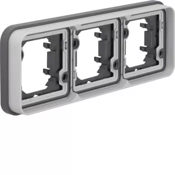 Hager W.1 WNA403 moldura encastrar 3 módulos horizontal IP55 cinzento