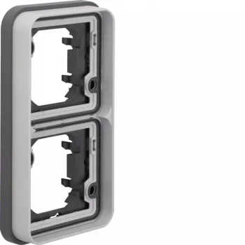 Hager WNA408 moldura 2 módulos vertical encastrar IP55 cinzento