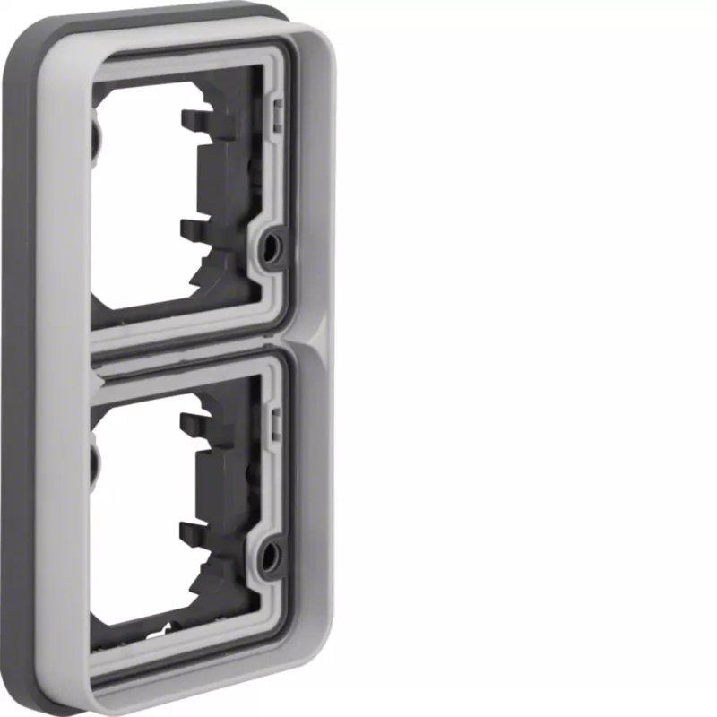 Hager WNA408 moldura 2 módulos vertical encastrar IP55 cinzento