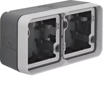 Hager WNA685 caixa de encastrar parte inferior 2 módulos horizontal com moldura 4 entradas de cabo IP55 branco polar