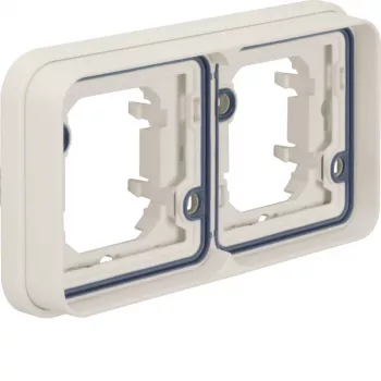 Hager WNA402B W.1 moldura de cobertura 2 módulos horizontal, branco polar, IP55