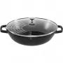 STAUB Wok 30 cm com Tampa Preto, Ferro Fundido