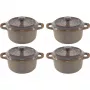 Staub Conjunto Mini Cocotte 4 peças Cerâmica Redonda Cinzento Antigo 10 cm