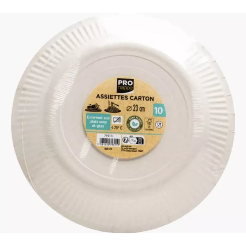 PROnappe 10 pratos de cartão Ø 23 cm branco