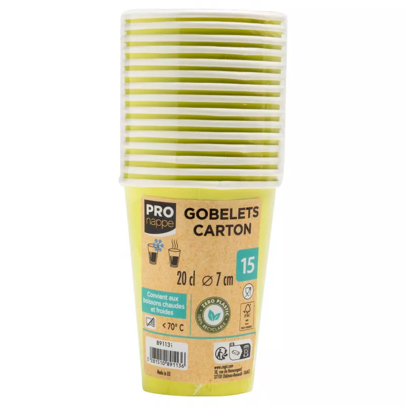 PROnappe 15 Copos de cartão 200 ml, verde kiwi (89113I)