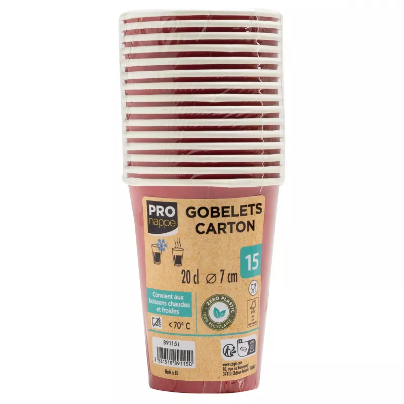 PROnappe 15 Copos de cartão 200 ml, vermelho (89115I)