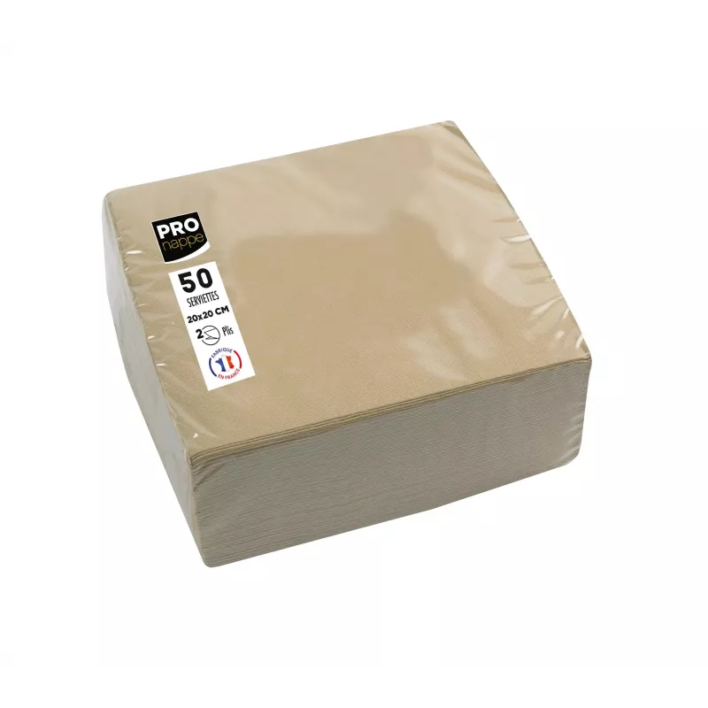 PROnappe Guardanapos de Papel Bege-castanho 2 folhas 20 x 20 cm pack de 50
