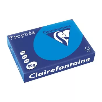 Papel de cópia Clairefontaine Trophee Intensiv A4 80g 500 folhas azul-caribe