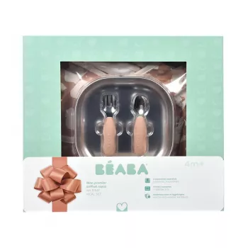 Conjunto de oferta 3 em 1 Beaba First Meals (prato, conjunto de talheres, babete) Savannah Bloom