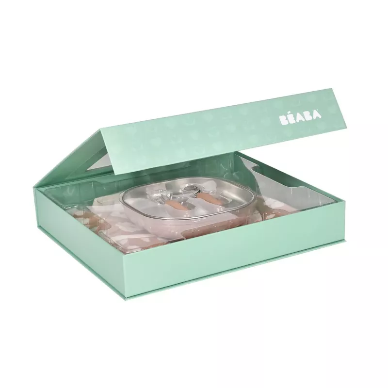 Conjunto de oferta 3 em 1 Beaba First Meals (prato, conjunto de talheres, babete) Savannah Bloom