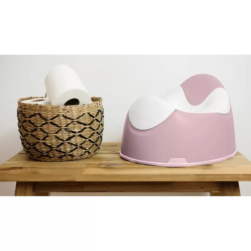 Cadeira de treino de bacio com cesto removível Beaba rosa-antigo