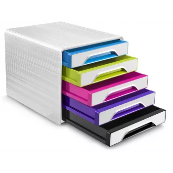 CEP Office Solution Smoove Organizador de secretária com 5 gavetas, DIN A4, Branco/Multicolor