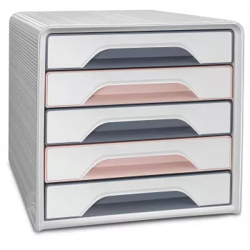CEP Office Solution Smoove Mineral Caixa de armazenamento com gavetas 5 gavetas, rosa-pó, Poliestireno