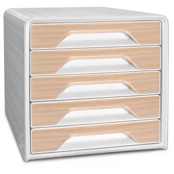 CEP Office Solution Smoove Silva Caixa de gavetas 5 gavetas Branco/Faia Poliestireno patenteado