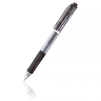 Caneta de gel retrátil Pentel Hybrid Gel Grip - tinta preta - 0,7 mm - média - corpo transparente - ponta metálica