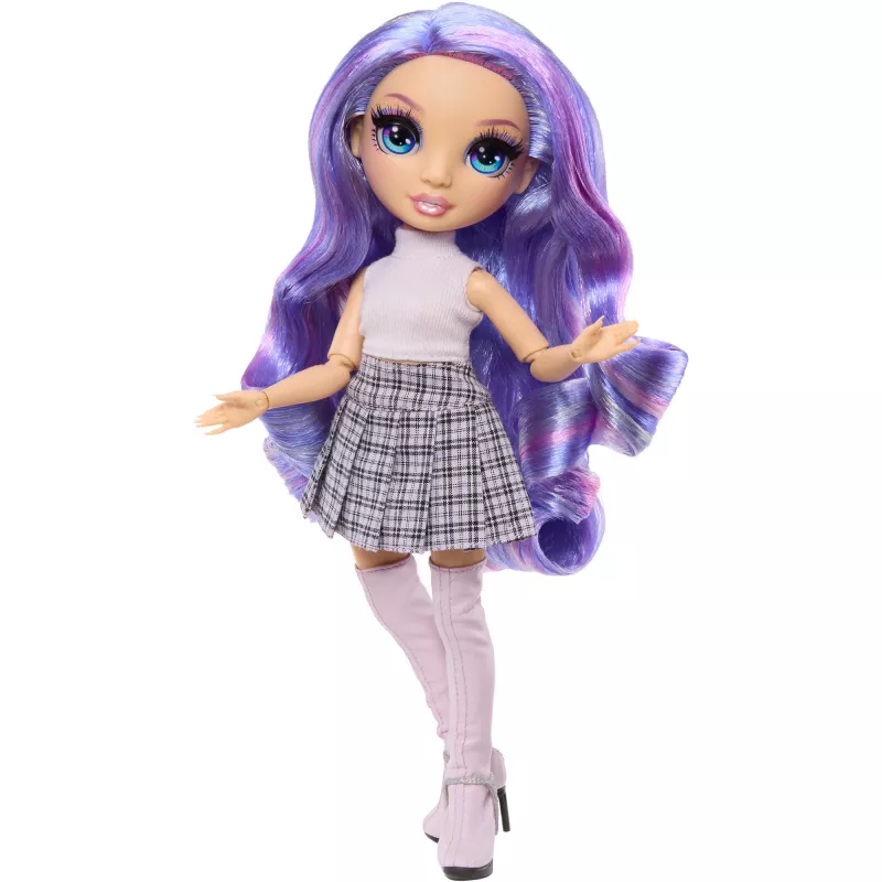 Boneca de moda MGA Rainbow High Violet Willow com 2 conjuntos e acessórios