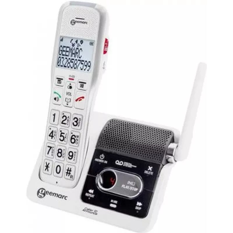 Geemarc AmpliDECT 595 ULE Telefone sem fios com atendedor de chamadas, branco