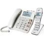 Geemarc DECT595 COMBI Telefone com fio para seniores com atendedor de chamadas, alta-voz, sinalização ótica de chamada, compatível com aparelhos auditivos, inclui emissor de emergência (DECT595_COMBI_WH_VDE)
