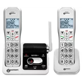 Geemarc AMPLIDECT 595-2 U.L.E Duo Telefone sem fios com 2 telefones - estação base - base de carregamento