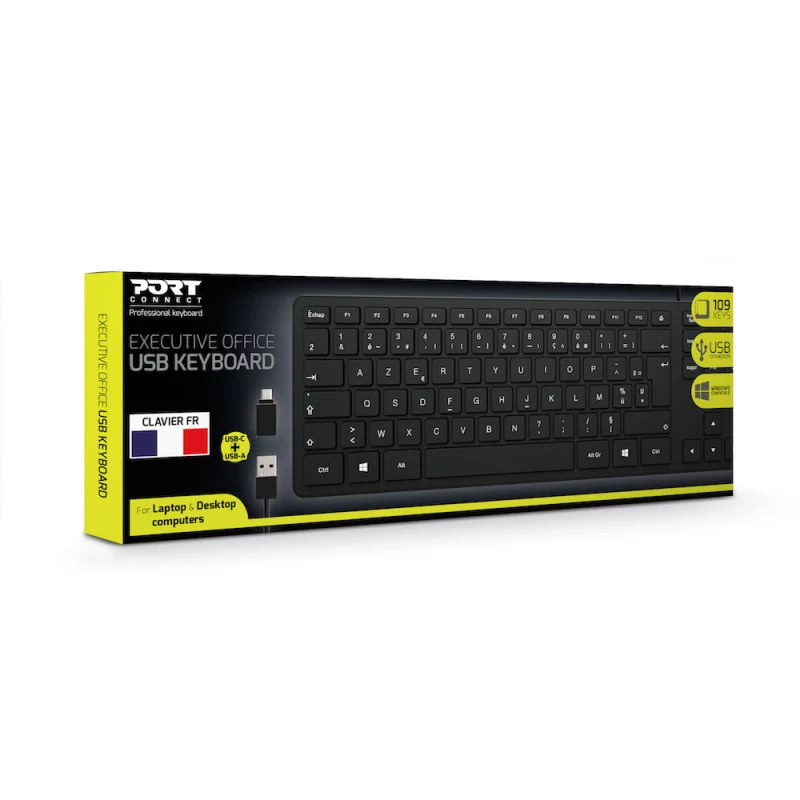 PORT Designs PORT Connect teclado - USB, USB-C - layout francês AZERTY - preto