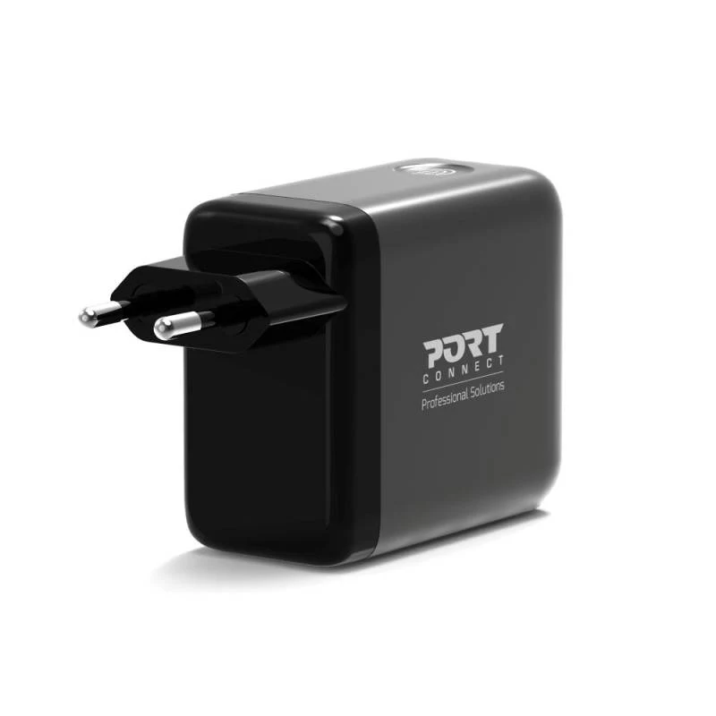 PORT Designs carregador de parede Type C PD 100W GaN OLED PD 3.0 cabo Type C retrátil - EU