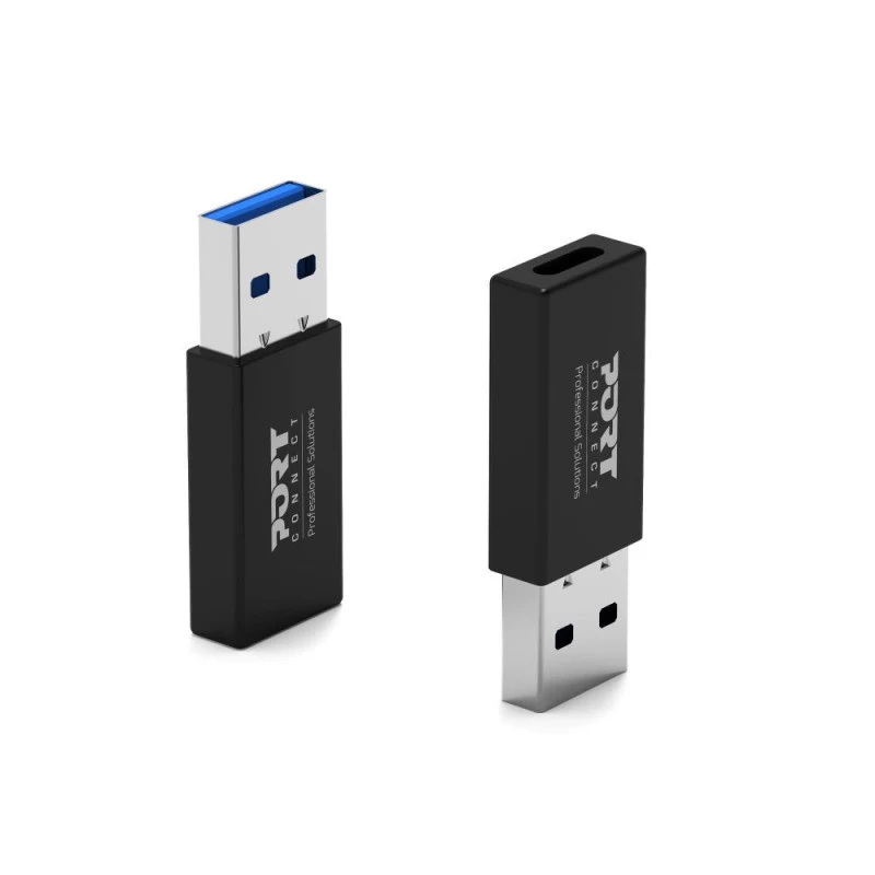 PORT Designs Conversor USB-A para USB-C - Adaptador USB 2.0 - Preto