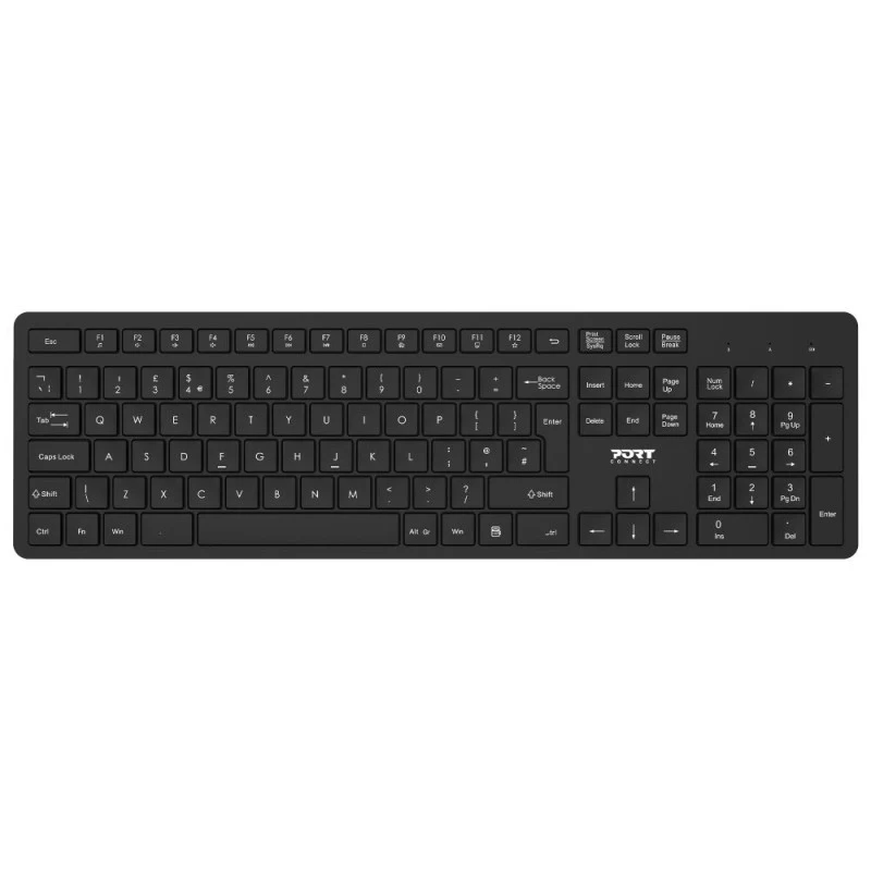 PORT Designs 900904 Conjunto de teclado e rato sem fios tamanho completo - AZERTY - Preto
