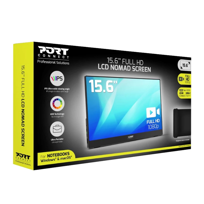 PORT Designs PORT Connect Monitor portátil IPS 15,6 polegadas - Full HD 1920x1080 - USB-C e Mini HDMI