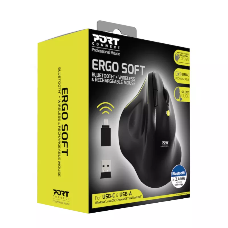 PORT Designs ERGO Rato sem fios Bluetooth recarregável 2,4 GHz - 1600 DPI
