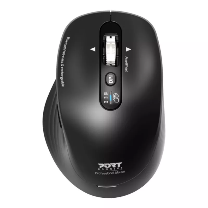 PORT Designs PORT Connect Professional BUSINESS Rato sem fios recarregável - Ótico - 6 botões - 2,4 GHz, Bluetooth - Recetor USB - Preto