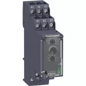 APC RE22R1MYMR relé temporizador multifunções, 0,05 s - 300 h, 24-240 V AC/DC, 1 comutador, 8 A, calha DIN