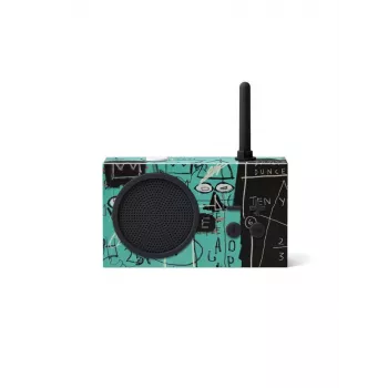 Lexon Tykho 3 X JMB Rádio Bluetooth Rádio FM Portátil com Obra de Arte de Basquiat, Preto