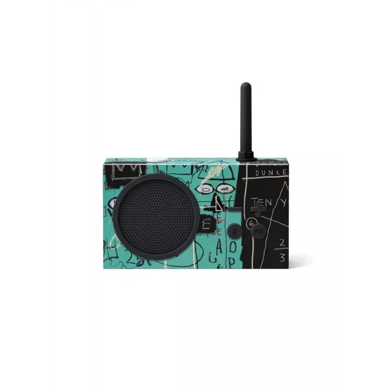 Lexon Tykho 3 X JMB Rádio Bluetooth Rádio FM Portátil com Obra de Arte de Basquiat, Preto