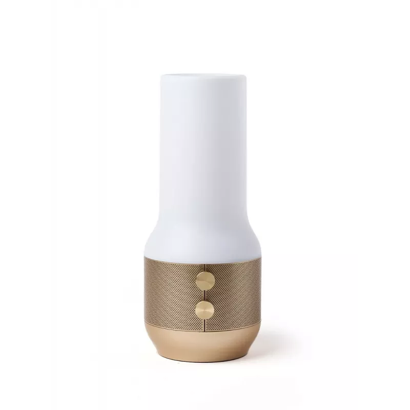LEXON Terrace+ Candeeiro LED 3 em 1, Altifalante Bluetooth, Powerbank 2000 mAh, Dourado LA134D