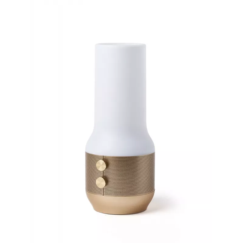 LEXON Terrace+ Candeeiro LED 3 em 1, Altifalante Bluetooth, Powerbank 2000 mAh, Dourado LA134D