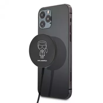 Carregador sem fios compatível com MagSafe Karl Lagerfeld 15W Preto