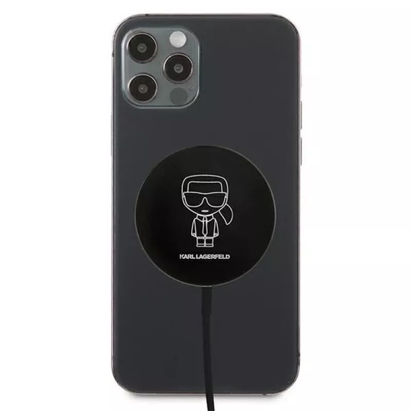 Carregador sem fios compatível com MagSafe Karl Lagerfeld 15W Preto