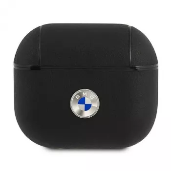 BMW BMA3SSLBK AirPods 3 capa preta em pele genuína logótipo prateado
