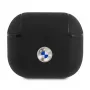 BMW BMA3SSLBK AirPods 3 capa preta em pele genuína logótipo prateado