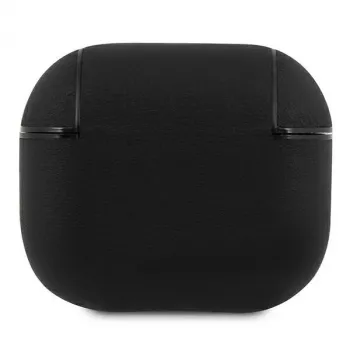BMW BMA3SSLBK AirPods 3 capa preta em pele genuína logótipo prateado