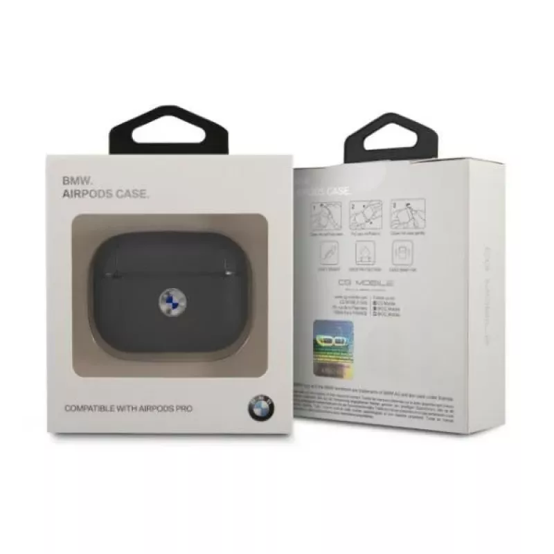 BMW AirPods Pro capa azul-marinho em pele genuína logótipo prateado