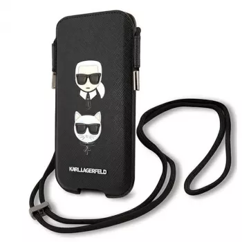 Karl Lagerfeld Ikonik Karl & Choupette Head Saffiano Capa rígida para Apple iPhone 12 Pro Max 6,7