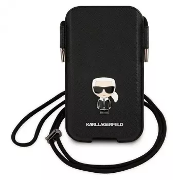 Karl Lagerfeld Saffiano Ikonik Capa rígida para Apple iPhone 12 Pro Max, Preto