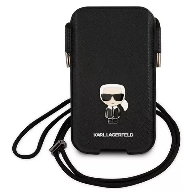 Karl Lagerfeld Saffiano Ikonik Capa rígida para Apple iPhone 12 Pro Max, Preto