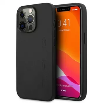 AMG AMHCP13LDOLBK iPhone 13 Pro Capa rígida Couro genuíno Hot Stamped Preto